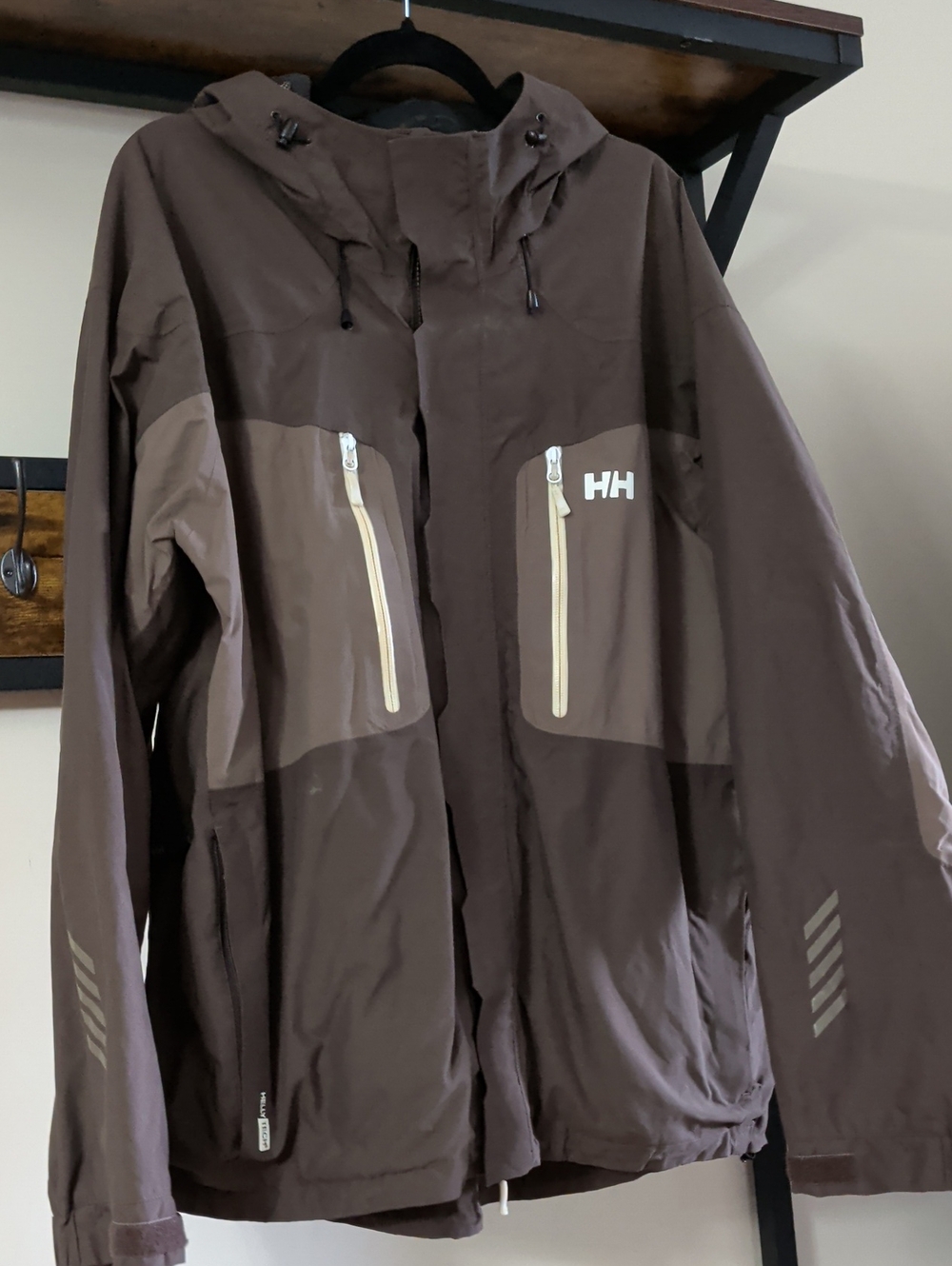 Helly Hansen Men's Two-Tone Brown Ski Jacket with Hood